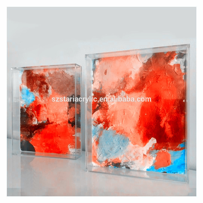 Custom Rectangular Clear Acrylic Shadow Box Frames Wholesale Desktop Clear Perspex Painting Display Case