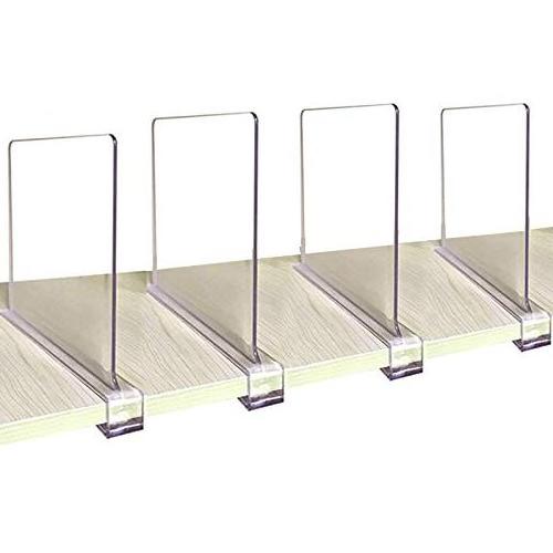 Clear Acrylic Shelf Dividers For Clothes Bags Cabinet Acrylic Shelf Separator Closet Organizer