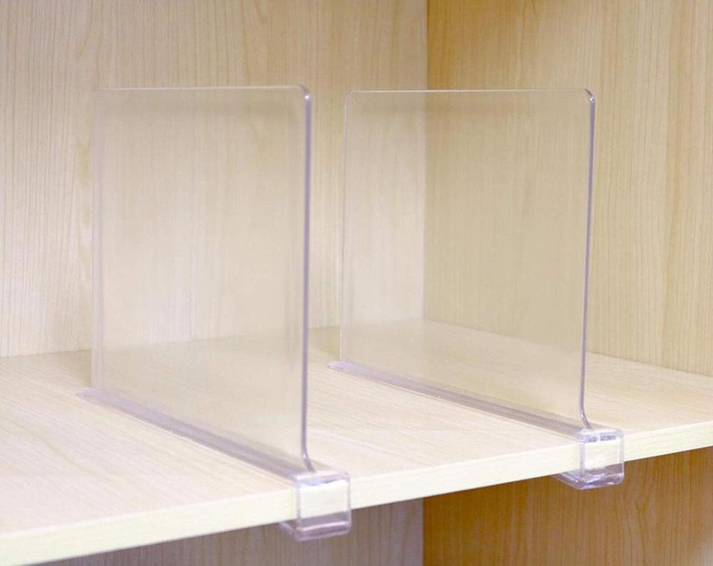 Clear Acrylic Shelf Dividers For Clothes Bags Cabinet Acrylic Shelf Separator Closet Organizer