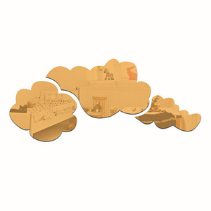 Lovely Cloud Shaped Gold Mirror Acrylic Wall Stickers for kids room decor