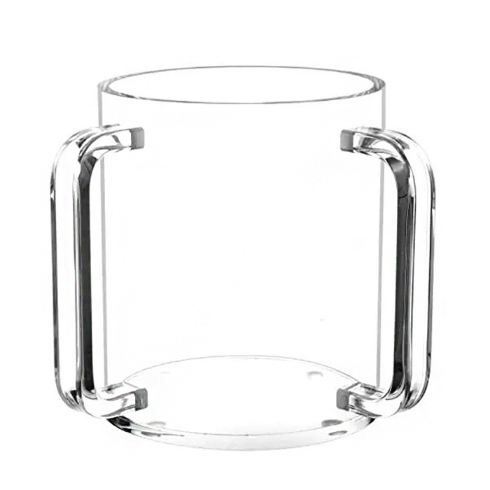 Custom Round Clear Acrylic Hand Washing Cup With Two Gold Handles Lucite Jewish Hand Washing Cup