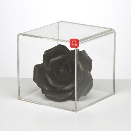 6 Sided Square Clear Acrylic Flower Display Box With Lid Clear Lucite Rose Display Cubes For Flower Shop