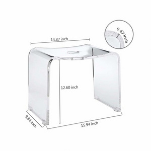 Clear Acrylic Shower Bench Thick Shiny Acrylic Stools Transparent Lucite Bathroom Shower Seat