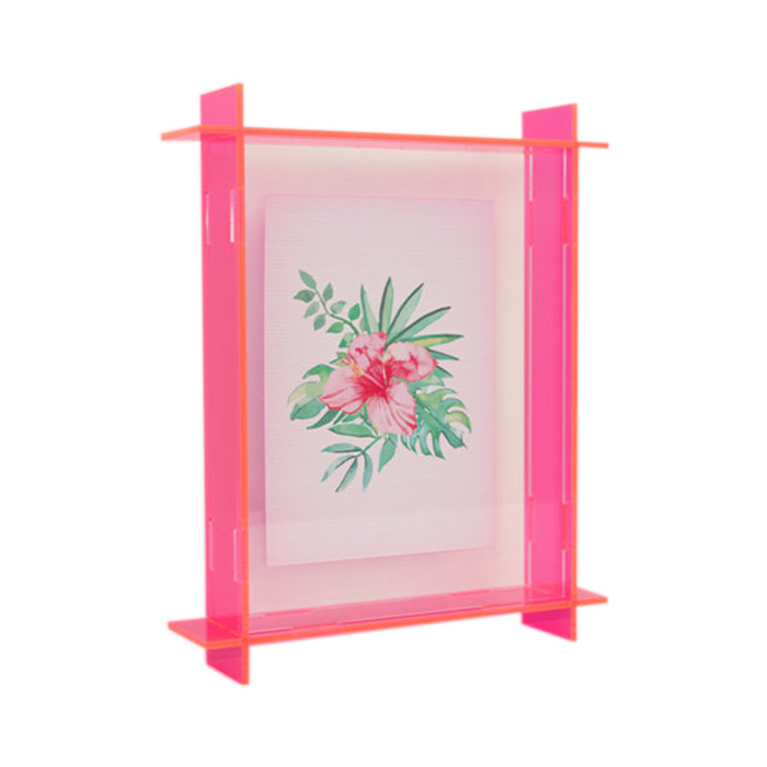 Custom Neon Acrylic Frame Small Floating Acrylic Shadow Box Perspex 3D Photo Frame