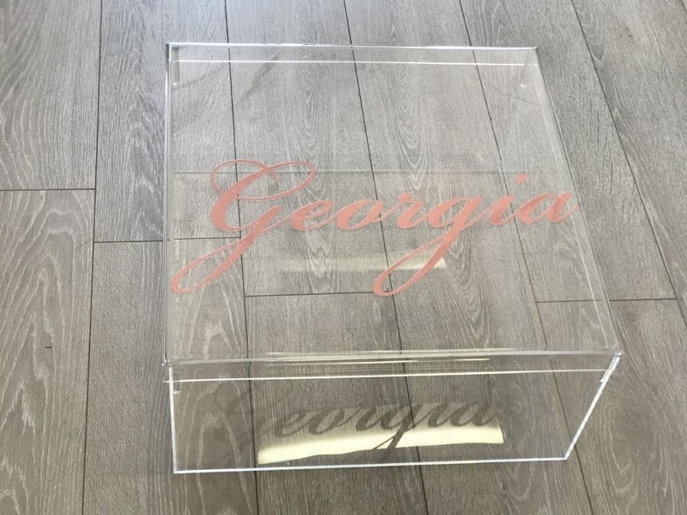 Wholesale Square Wedding Clear Acrylic Gift Box Christening Clear Acrylic Keepsake Box