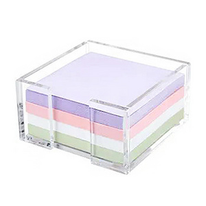 Countertop Square Clear Acrylic Sticky Notes Display Stand Holder For Office