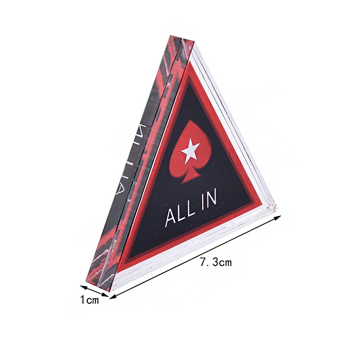 Custom Triangle Clear Acrylic All In Poker Card Guard Acrylic Double Sided Acrylic Poker Chips For Casino Table Games