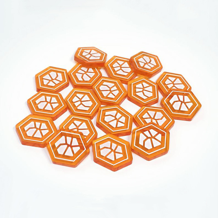 Hexagon Amber Acrylic Tokens Custom Printed Acrylic Amber Token