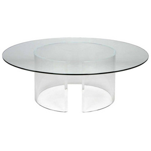 Fashion Round Acrylic Sofa Side Table Brown Round Acrylic Coffee Table For Living Room