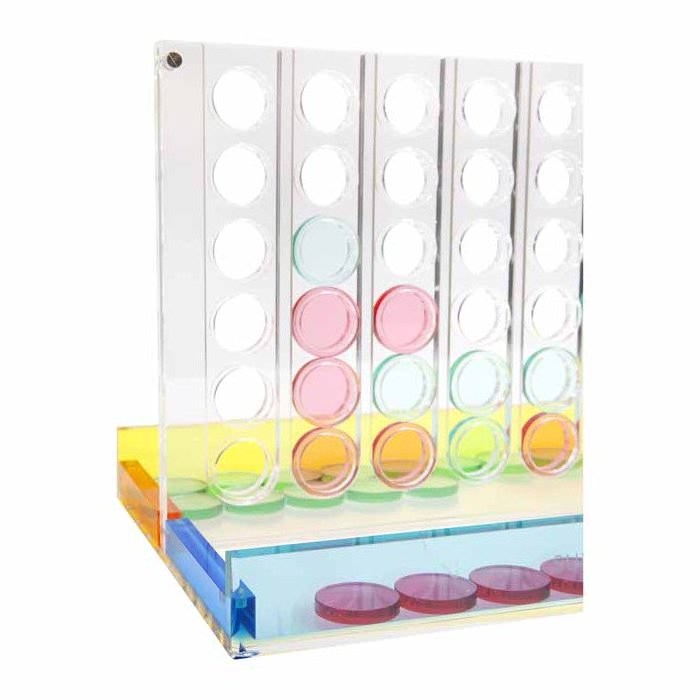 Bright Color Acrylic 4 In A Row Game Set For Family Game Night Fun Lucite 4 In A Row Game Custom Chips