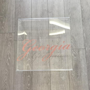 Wholesale Square Wedding Clear Acrylic Gift Box Christening Clear Acrylic Keepsake Box