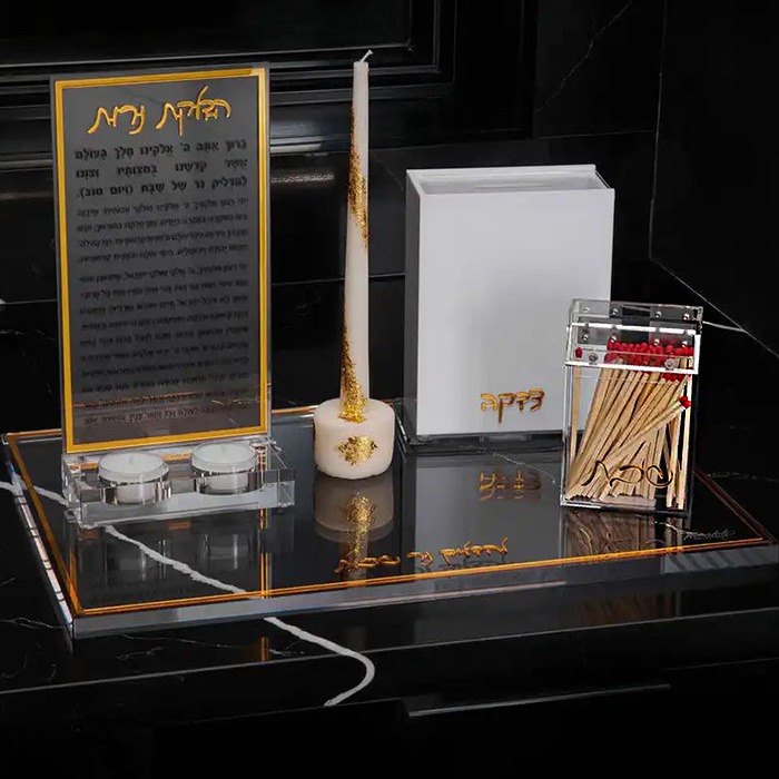 Jewish Rectangle Clear Acrylic Match Box With Lid Judaica Lucite Match Holder For Rosh Hashana Gift