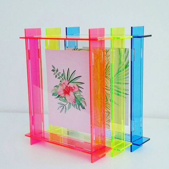 Custom Neon Acrylic Frame Small Floating Acrylic Shadow Box Perspex 3D Photo Frame