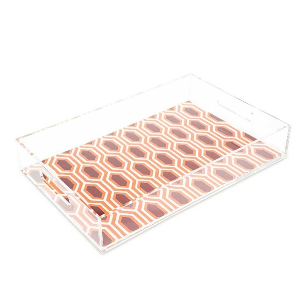 High Quality Clear Acrylic Serving Tray With Insert Acrylic Tray With Handles