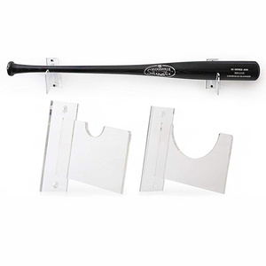 Wall Mounted Clear Acrylic Baseball Bat Holder Slatwall Transparent Acrylic Baseball Bat Display Holder Rack