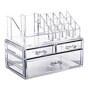 Custom Waterproof Clear Acrylic Makeup Display Storage Case With 3 Drawers Acrylic Cosmetic Lipstick Stand Organizer For Shops