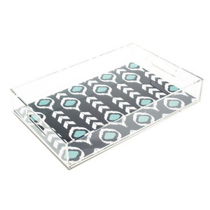 High Quality Clear Acrylic Serving Tray With Insert Acrylic Tray With Handles