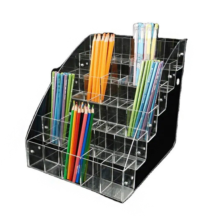 Custom Clear Acrylic Pen Display Rack Clear Acrylic Pencil Display Stand Holder For Stationery Shops