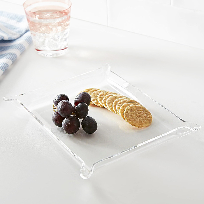 Custom Cute Clear Acrylic Candy Serving Tray Small Clear Perspex Dessert Cookies Display Tray