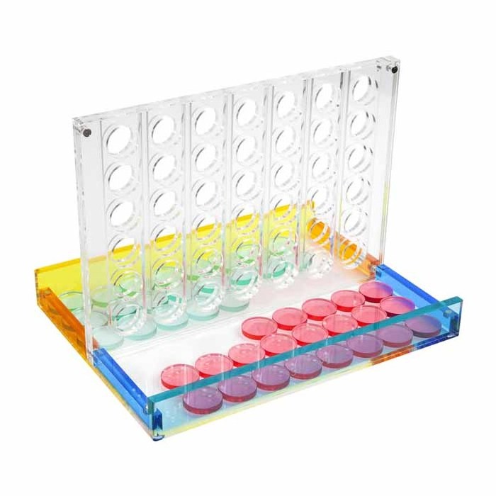 Bright Color Acrylic 4 In A Row Game Set For Family Game Night Fun Lucite 4 In A Row Game Custom Chips