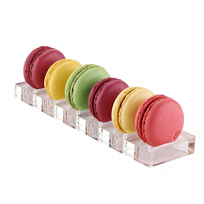 Wholesale Rectangle Clear Acrylic Macaron Display Stand Holder Grooved Clear Acrylic Macaron Tray For Wedding