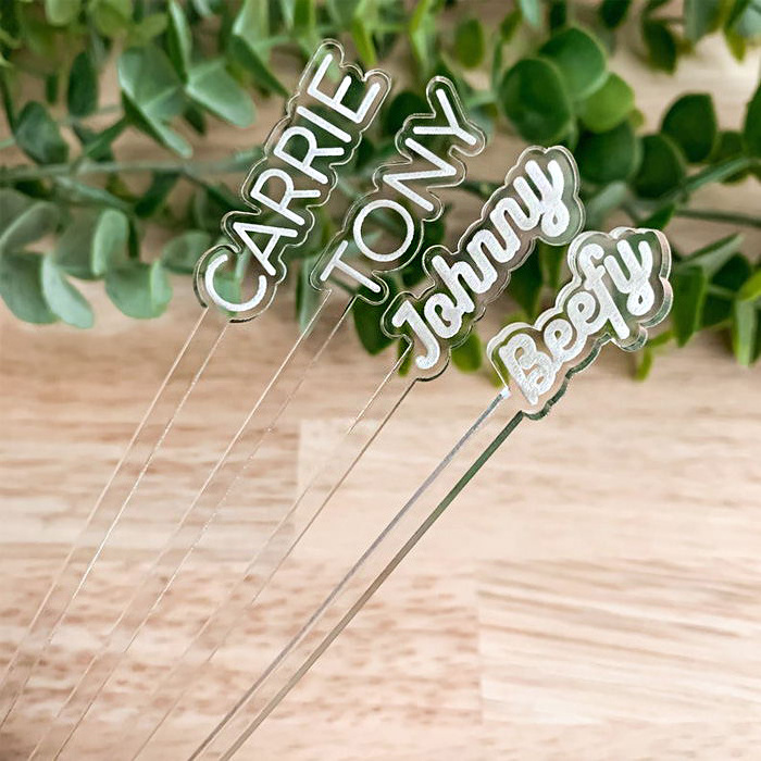 Custom Clear Acrylic Drink Stirrer With Printed Name Clear Acrylic Swizzle Sticks For Bar