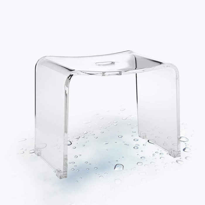 Clear Acrylic Shower Bench Thick Shiny Acrylic Stools Transparent Lucite Bathroom Shower Seat