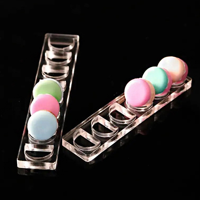 Wholesale Rectangle Clear Acrylic Macaron Display Stand Holder Grooved Clear Acrylic Macaron Tray For Wedding