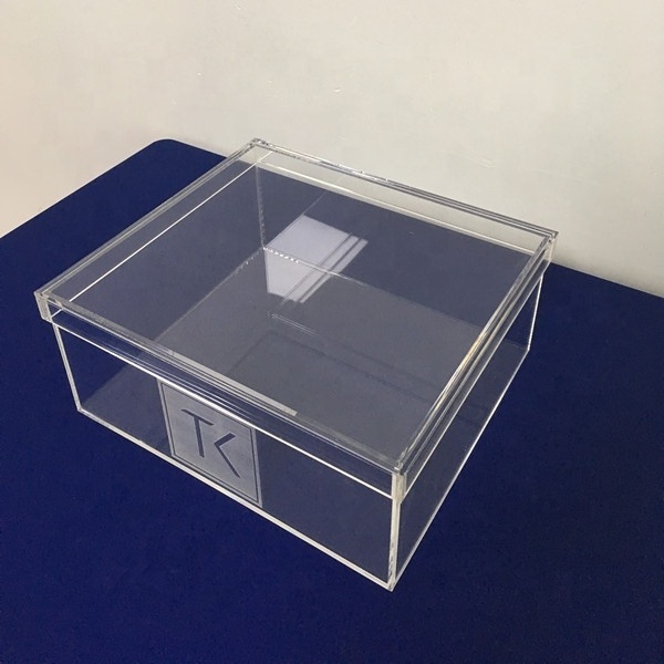 Wholesale Square Wedding Clear Acrylic Gift Box Christening Clear Acrylic Keepsake Box