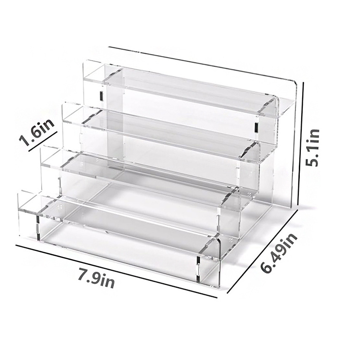 Detachable 4 Tiers Clear Acrylic Lipsticks Display Stand Assembly Acrylic Essential Oil Display Holder For Boutique Shop