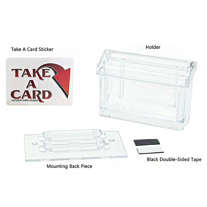 Outdoor Clear Acrylic Business Card Holder With Hinged Lid Single Pocket Acrylic Business Card Display Box For Wall