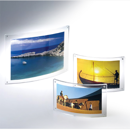 Custom Magnetic Curved Clear Acrylic Photo Frame Lucite Picture Display Holder For Home