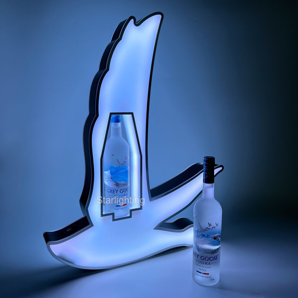 OEM acrylic LED grey Goose sign LED bottle presenter champagne Bottle glorifier Holder VIP Display Stand For Night Club Bar