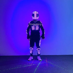 Nightclub Party Bar Led robot performance  dance costume Stage RGB multicolor Jacket Dancer Wearing Cosplay Laser Gloves