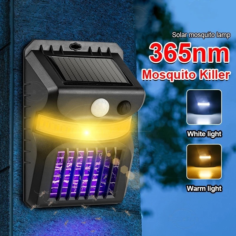 Wholesale 2-in-1 Solar Bug Zapper Uv Mosquito Killer Led Light Outdoor Induction Wall Lamp Electric Insect Fly Zapper