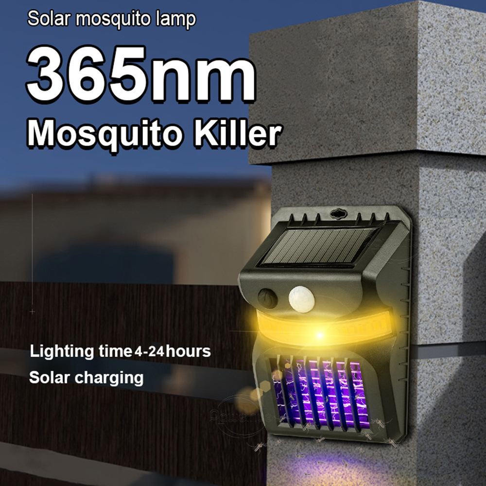 Wholesale 2-in-1 Solar Bug Zapper Uv Mosquito Killer Led Light Outdoor Induction Wall Lamp Electric Insect Fly Zapper