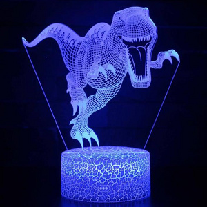 Wholesale Acrylic Led 3D Night Light Base Creative Usb Wooden Lamp Round Oval Lights Crack Lights