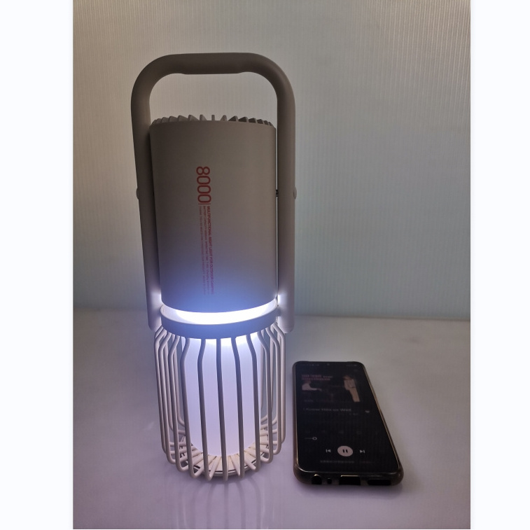 Rechargeable 8000mAh LED Flame Light with Flashlight Wireless Speaker Power Bank for Phone Charging for Outdoor Camping Hiking