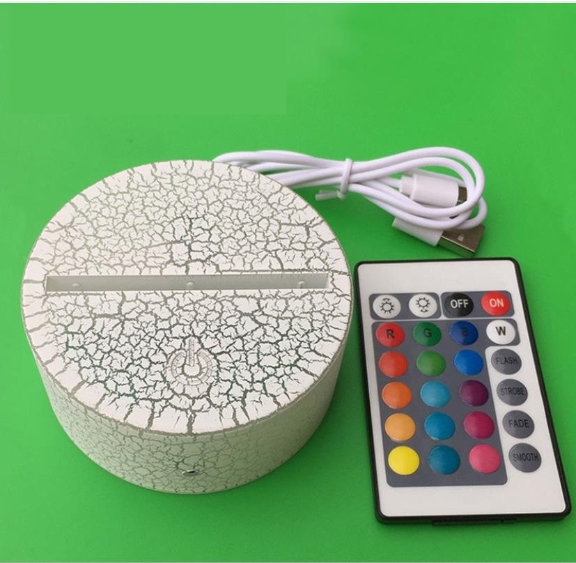 Wholesale Acrylic Led 3D Night Light Base Creative Usb Wooden Lamp Round Oval Lights Crack Lights