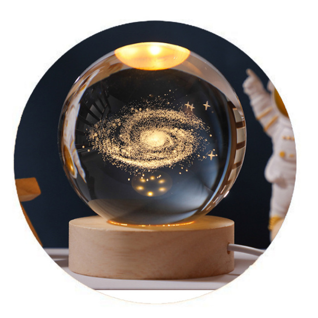 Galaxy Crystal Ball 3D Illusion Lamp wood led base Wood lamp Base nightlight for Birthday Gifts