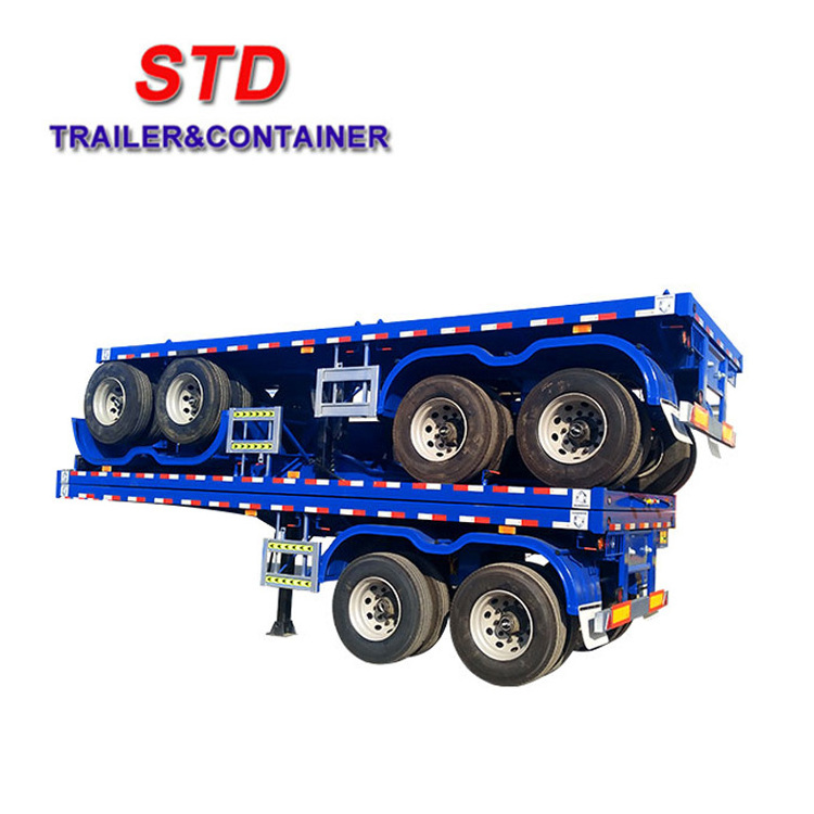 20 Feet Flatbed Container Trailer 2 Axles Trailer With Twist Lock