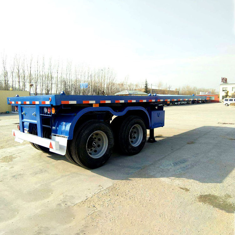 20 Feet Flatbed Container Trailer 2 Axles Trailer With Twist Lock