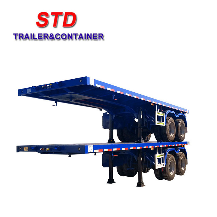 20 Feet Flatbed Container Trailer 2 Axles Trailer With Twist Lock