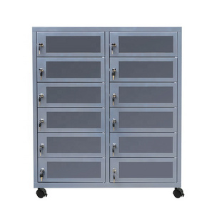 Tool Cabinet Locker Commercial Metal Furniture 12 Doors Key Lock Tool Cabinets Locker  with Caster