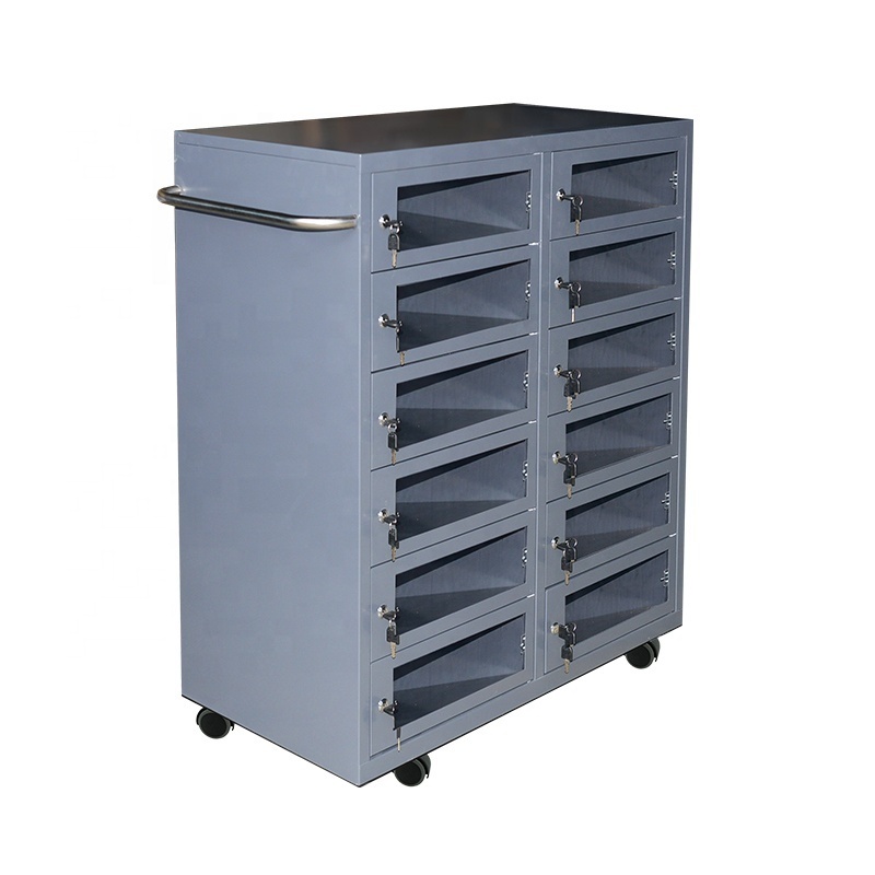 Tool Cabinet Locker Commercial Metal Furniture 12 Doors Key Lock Tool Cabinets Locker  with Caster