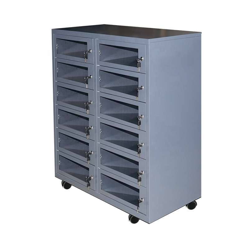 Tool Cabinet Locker Commercial Metal Furniture 12 Doors Key Lock Tool Cabinets Locker  with Caster