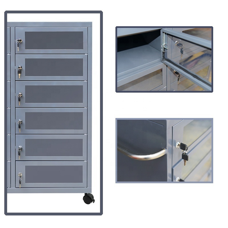 Tool Cabinet Locker Commercial Metal Furniture 12 Doors Key Lock Tool Cabinets Locker  with Caster