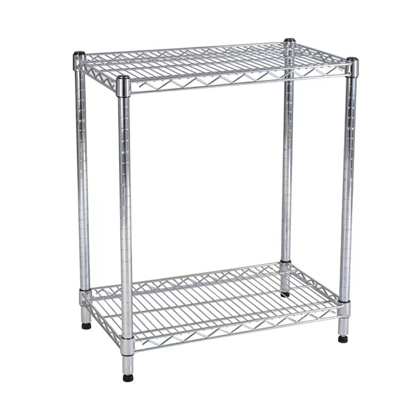 Standard Silver 4-Tier Metal Wire Shelving Racking With Carbon Chrome Plating Material