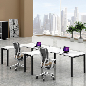 F shaped office desk for 2 people, modern office table with U shape desk frame