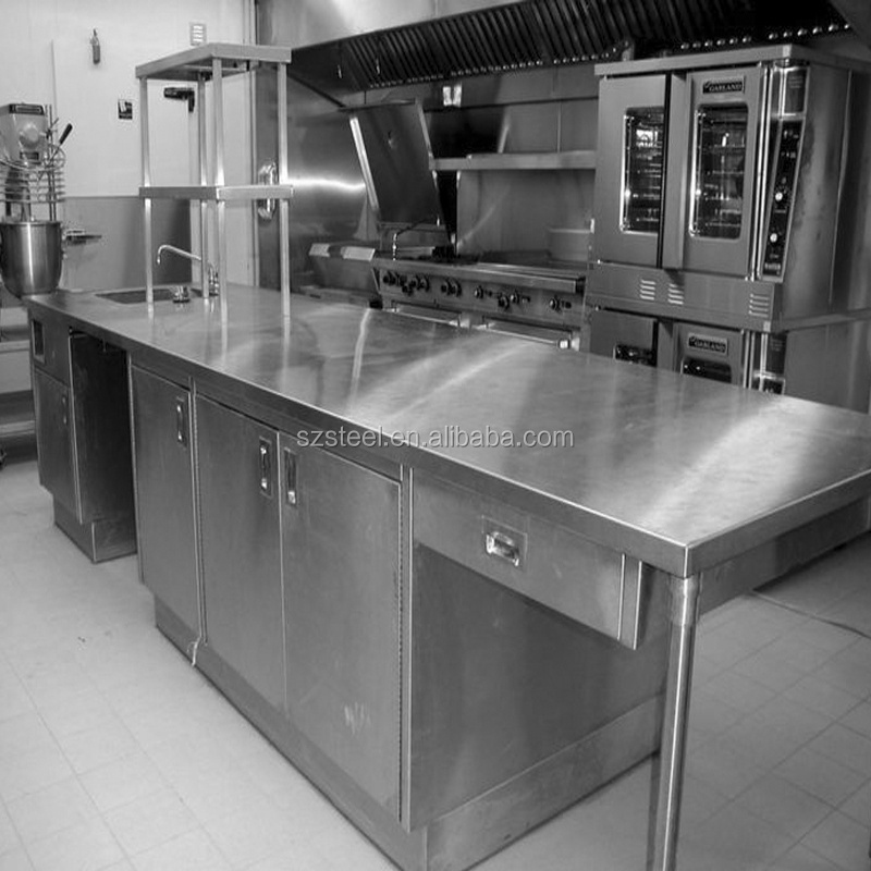 Factory Custom Commercial Stainless Steel 304 Kitchen Cabinet With Single Sink Bowl